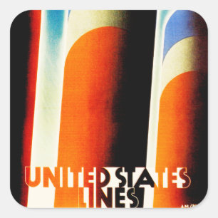Sticker Carré Lignes des Etats-Unis