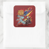 Sticker Carré Ligue de Justice | Badge Superman, Flash et Batman (Sac)