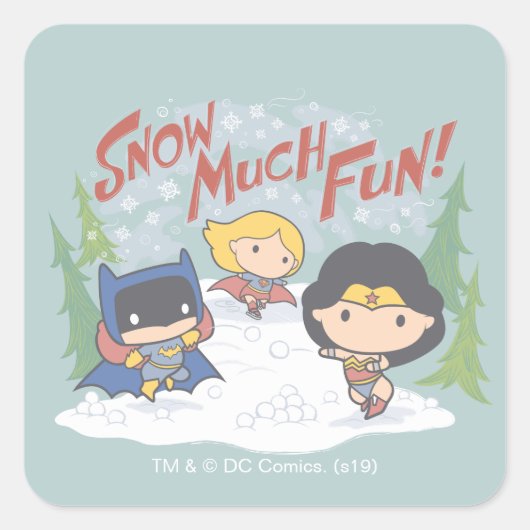 Sticker Carré Ligue de Justice Chibi Snowball combat (Devant)