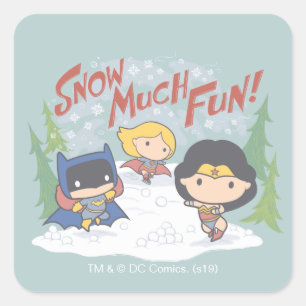 Sticker Carré Ligue de Justice Chibi Snowball combat