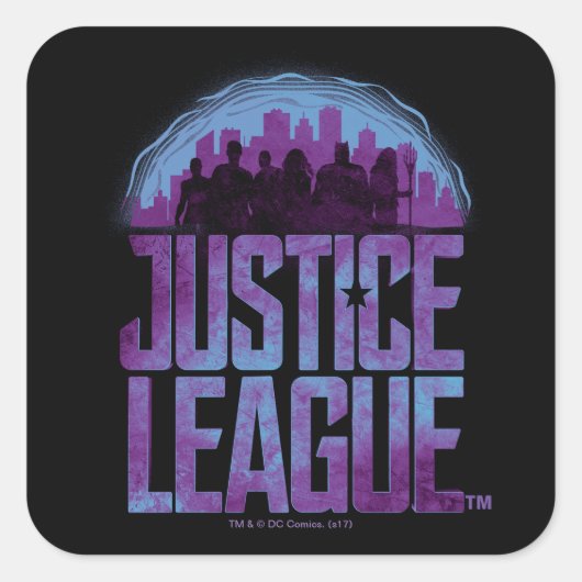Sticker Carré Ligue de Justice | Justice League City Silhouette (Devant)
