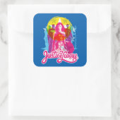 Sticker Carré Ligue de Justice | Retro Group & Logo Pop Art (Sac)