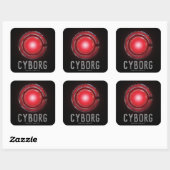 Sticker Carré Ligue de Justice | Symbole Cyborg brillant (Feuille)