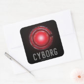 Sticker Carré Ligue de Justice | Symbole Cyborg brillant (Enveloppe)