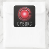 Sticker Carré Ligue de Justice | Symbole Cyborg brillant (Sac)