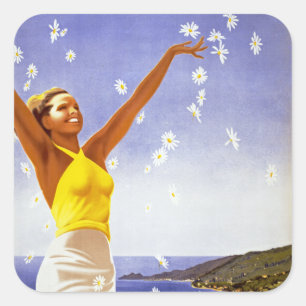 Sticker Carré Ligure père Noël Margherita avec marguerites