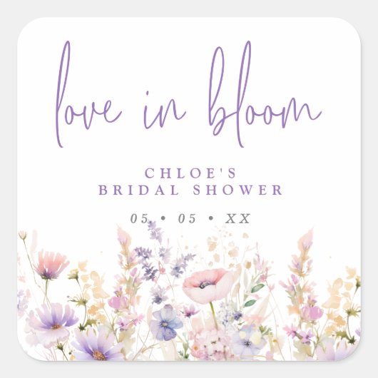 Sticker Carré Lilac Fleurs Sauvages Amour En Fleur Mariage (Devant)