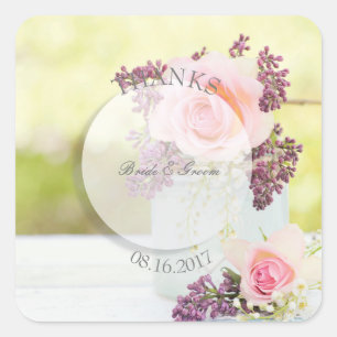 Sticker Carré Lilacs et mariage vintage Rose