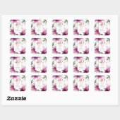Sticker Carré Lilies Floral 40e Anniversaire Mariage de Ruby (Feuille)