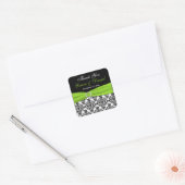Sticker Carré Lime, Blanc et Black Mariage damassé Favoriser (Enveloppe)