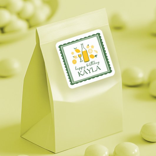 Sticker Carré Limoncello Lemonade Lemon CUSTOM Anniversaire