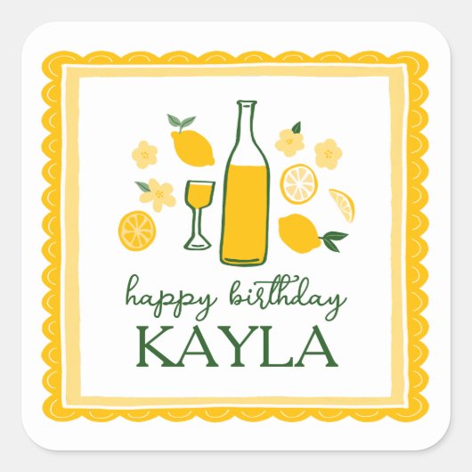 Sticker Carré Limoncello Lemonade Lemon CUSTOM Anniversaire (Devant)