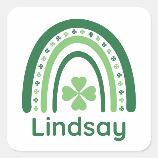 Sticker Carré Lindsay Nom Clover Boho Rainbow (Devant)
