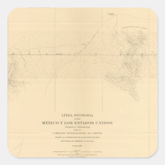 Sticker Carré Linea Divisoria Entre Mexique 3 (Devant)