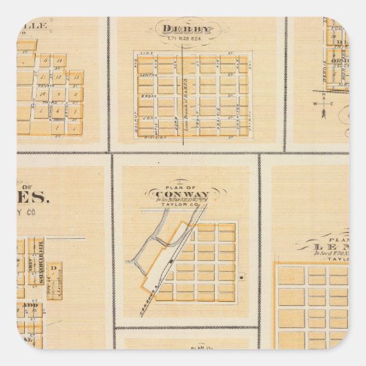 Sticker Carré Lineville, Derby, Glidden, Ames, Conway (Devant)