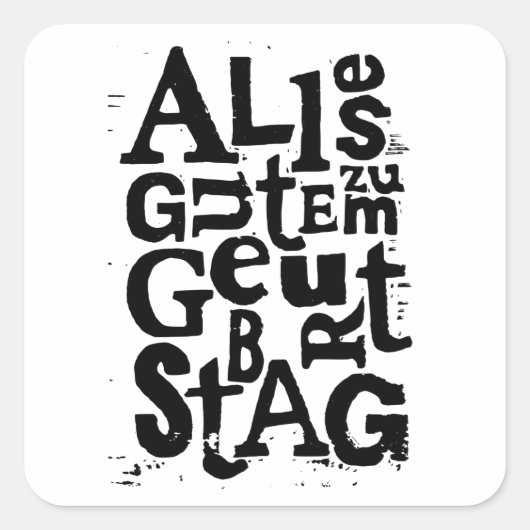 Sticker Carré Lino allemand "Joyeux anniversaire" Imprimer (Devant)