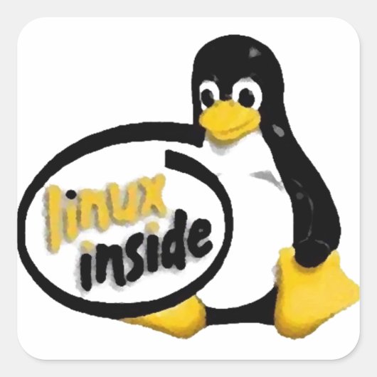 Sticker Carré LINUX INSIDE Tux Linux Penguin Logo (Devant)
