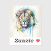 Sticker Carré Lion Aquarelle Majestic (Feuille)