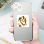 Sticker Carré Lion Aquarelle Majestic (Téléphone)