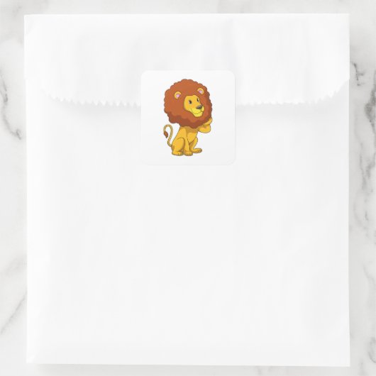 Sticker Carré Lion avec boucles (Sac)
