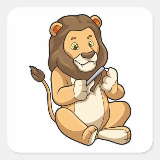 Sticker Carré Lion avec flèches à ongles (Devant)