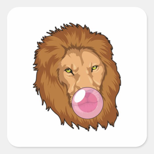 Sticker Carré Lion avec gomme Bubble (Devant)