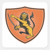 Sticker Carré Lion Avec Une Épée (Devant)