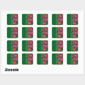 Sticker Carré Lion chinois rouge vert (Feuille)