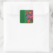 Sticker Carré Lion chinois rouge vert (Sac)