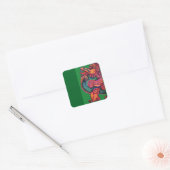 Sticker Carré Lion chinois rouge vert (Enveloppe)