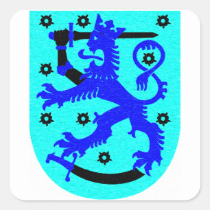 Sticker Carré Lion de la Finlande et manteau d'épée des bras