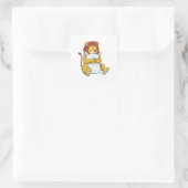 Sticker Carré Lion dormant avec Coussin (Sac)