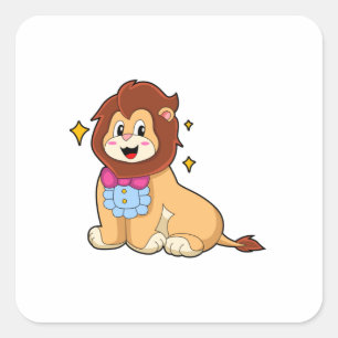 Sticker Carré Lion en Gentleman avec Cravate.PNG