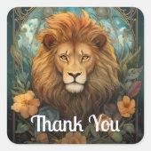 Sticker Carré Lion et fleurs (Devant)