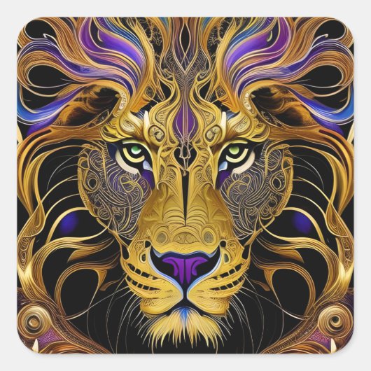 Sticker Carré Lion Gold Filigree (Devant)