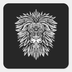 Sticker Carré Lion Head Mandala Lion