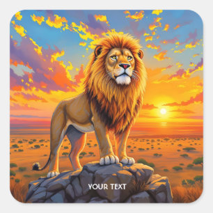 Sticker Carré Lion Imaginaire Rocher du désert
