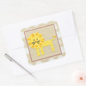 Sticker Carré Lion jaune avec Pois blancs (Enveloppe)