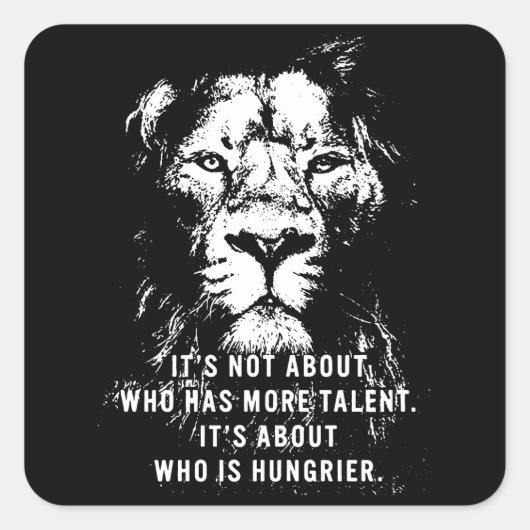 Sticker Carré Lion - Mots Motivationnels - Inspiration (Devant)