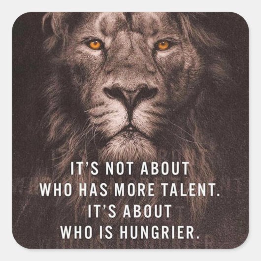 Sticker Carré Lion - Mots Motivationnels - Inspiration (Devant)