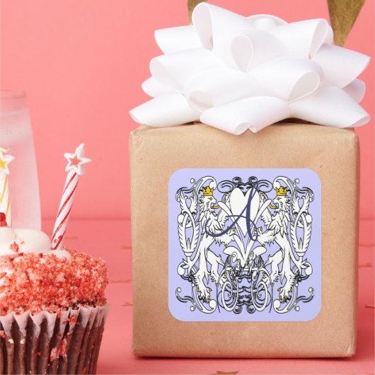 Sticker Carré Lion Rampant Renaissance Mariage (Fête)