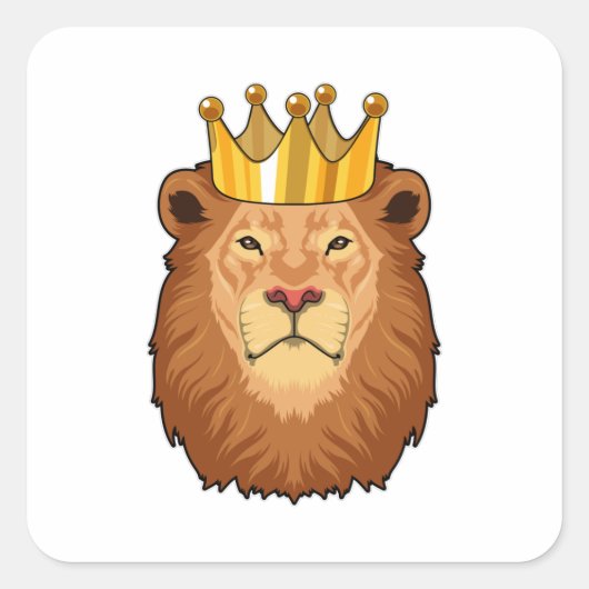 Sticker Carré Lion roi avec couronne (Devant)