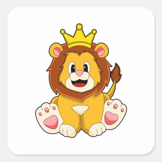 Sticker Carré Lion roi avec couronne (Devant)