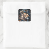 Sticker Carré Lion Steampunk (Sac)