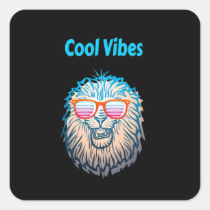 Sticker Carré Lion Vibes cool