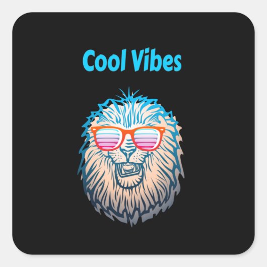 Sticker Carré Lion Vibes cool (Devant)