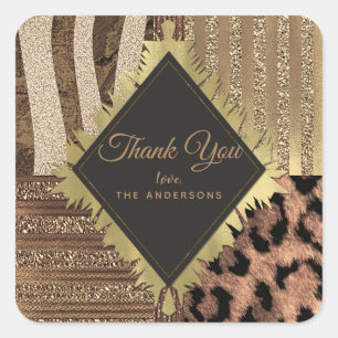 Sticker Carré Lioness Safari Chic Jungle Glam Modern Favoriser