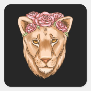 Sticker Carré Lionne aquarelle