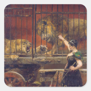 Sticker Carré Lionne Jealous Paul Friedrich Meyerheim peinture