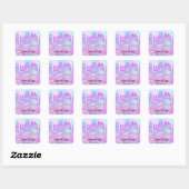 Sticker Carré Lipgloss maquillage rose gouttes bleu Holographiqu (Feuille)
